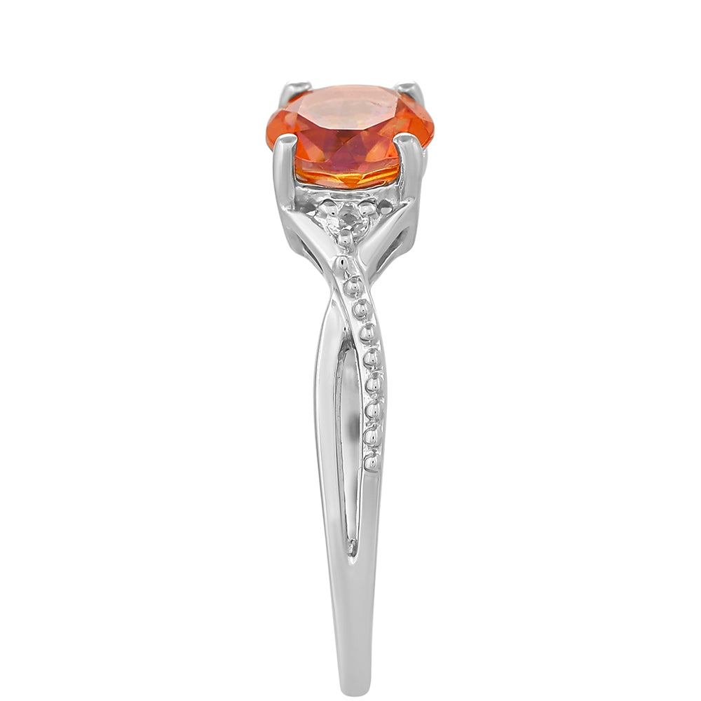 Anillo de Plata con Cuarzo Padparadscha y Topacio Blanco 3 