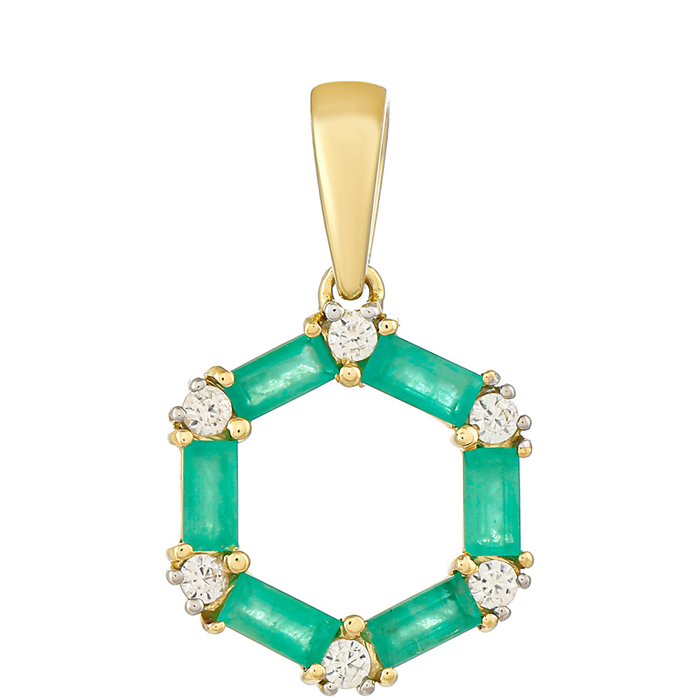 Colgante de Oro 9K con Esmeralda de Brasil y Zircón natural 1 