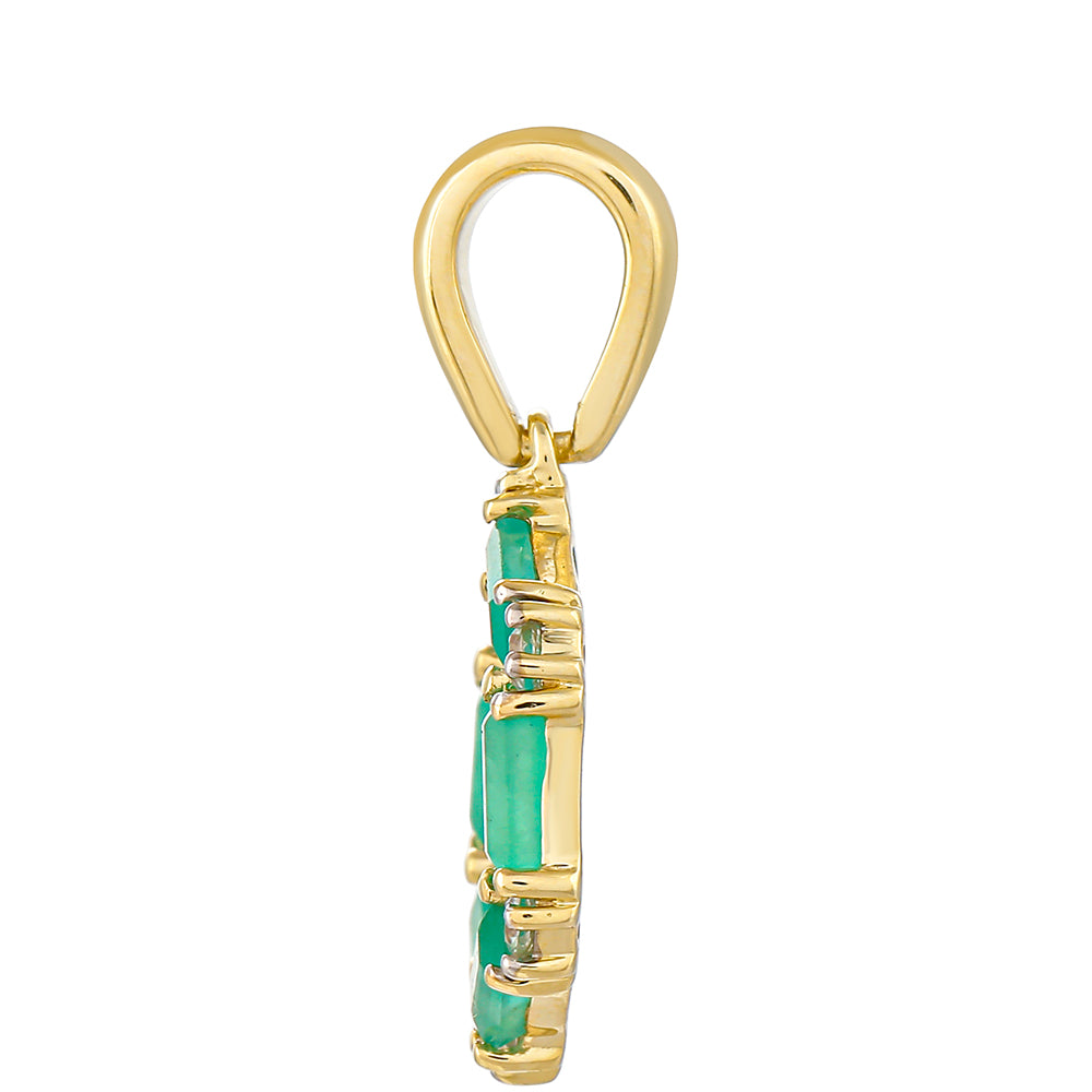 Colgante de Oro 9K con Esmeralda de Brasil y Zircón natural 2 