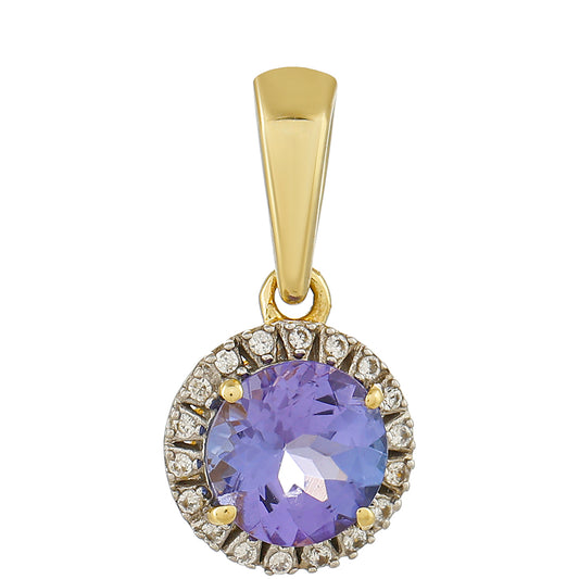 Colgante de Oro 9K con Tanzanita AAA y Zircón natural