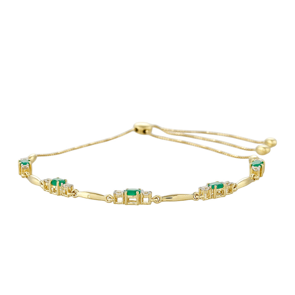 Pulsera de Oro 9K con Esmeralda de Brasil y Zircón natural 2 