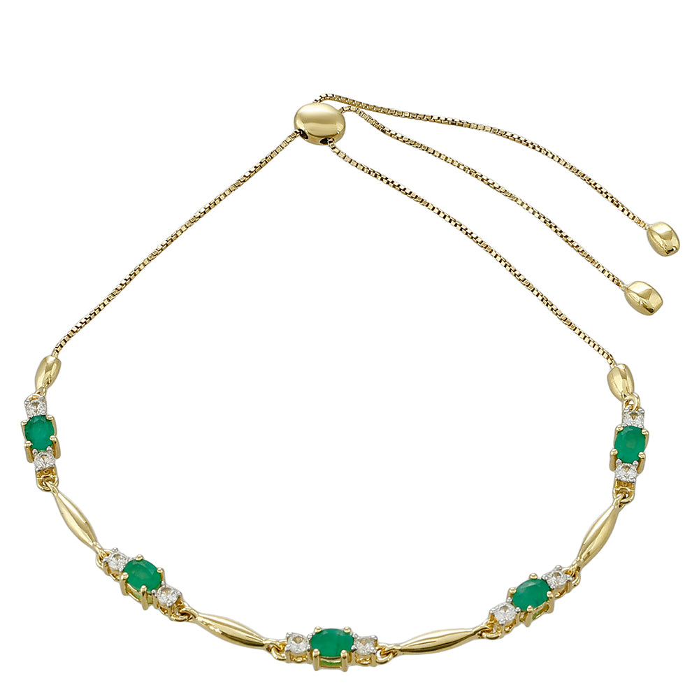 Pulsera de Oro 9K con Esmeralda de Brasil y Zircón natural 1 