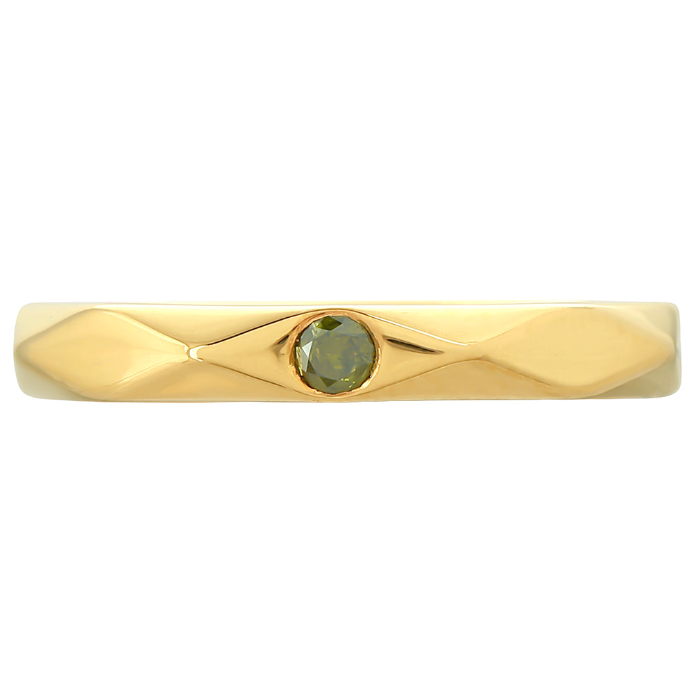 Anillo de Plata Bañada en Oro con Diamante Verde 1 