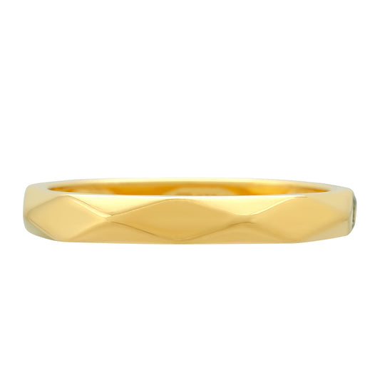 Anillo de Plata Bañada en Oro con Diamante Verde