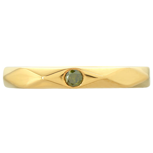 Anillo de Plata Bañada en Oro con Diamante Verde
