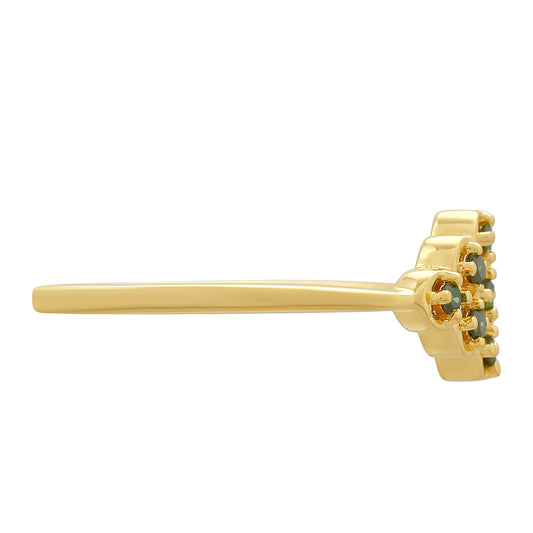 Anillo de Plata Bañada en Oro con Diamante Verde