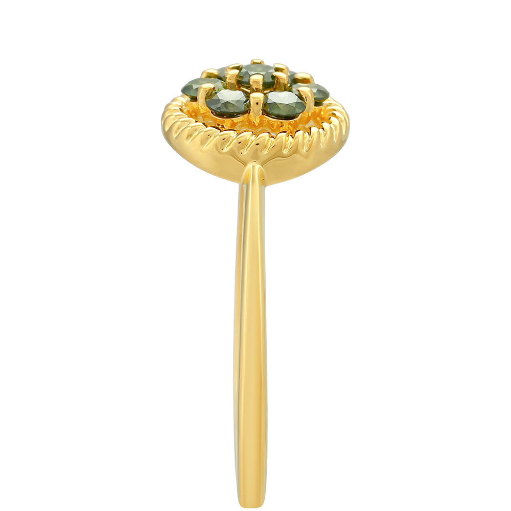 Anillo de Plata Bañada en Oro con Diamante Verde 3 