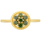 Anillo de Plata Bañada en Oro con Diamante Verde