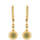 Pendientes de Plata Bañada en Oro con Diamante Verde