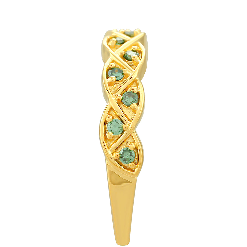 Anillo de Plata Bañada en Oro con Diamante Verde 3 