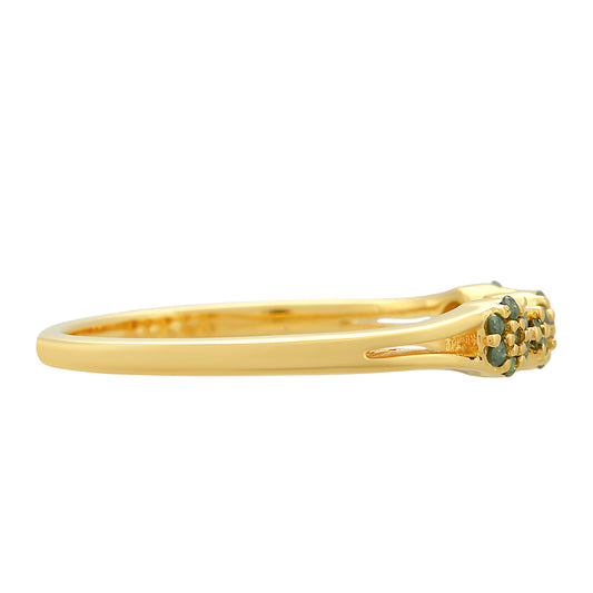 Anillo de Plata Bañada en Oro con Diamante Verde