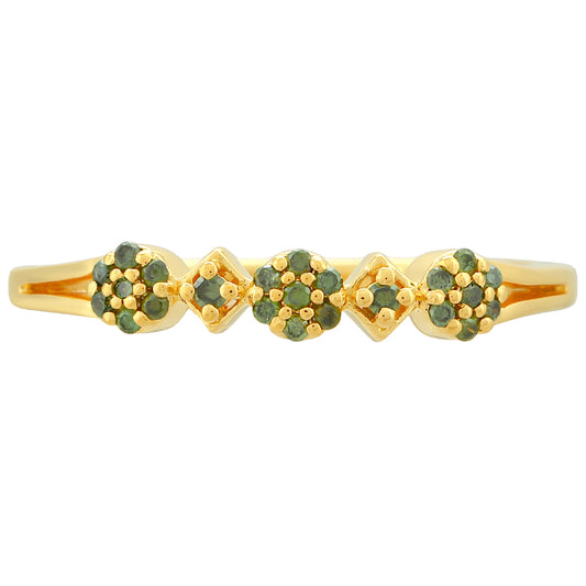 Anillo de Plata Bañada en Oro con Diamante Verde