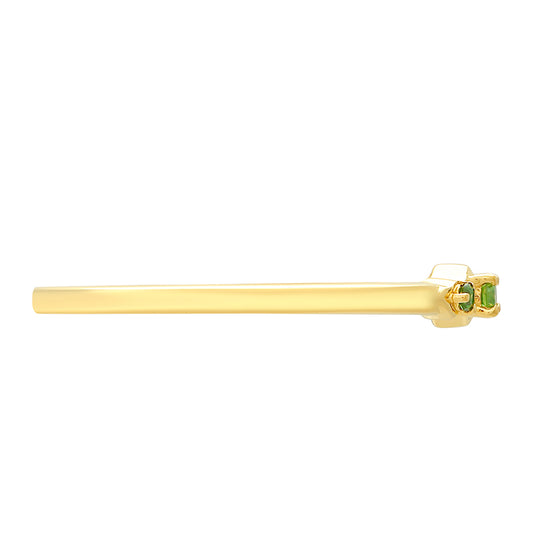 Anillo de Plata Bañada en Oro con Diamante Verde