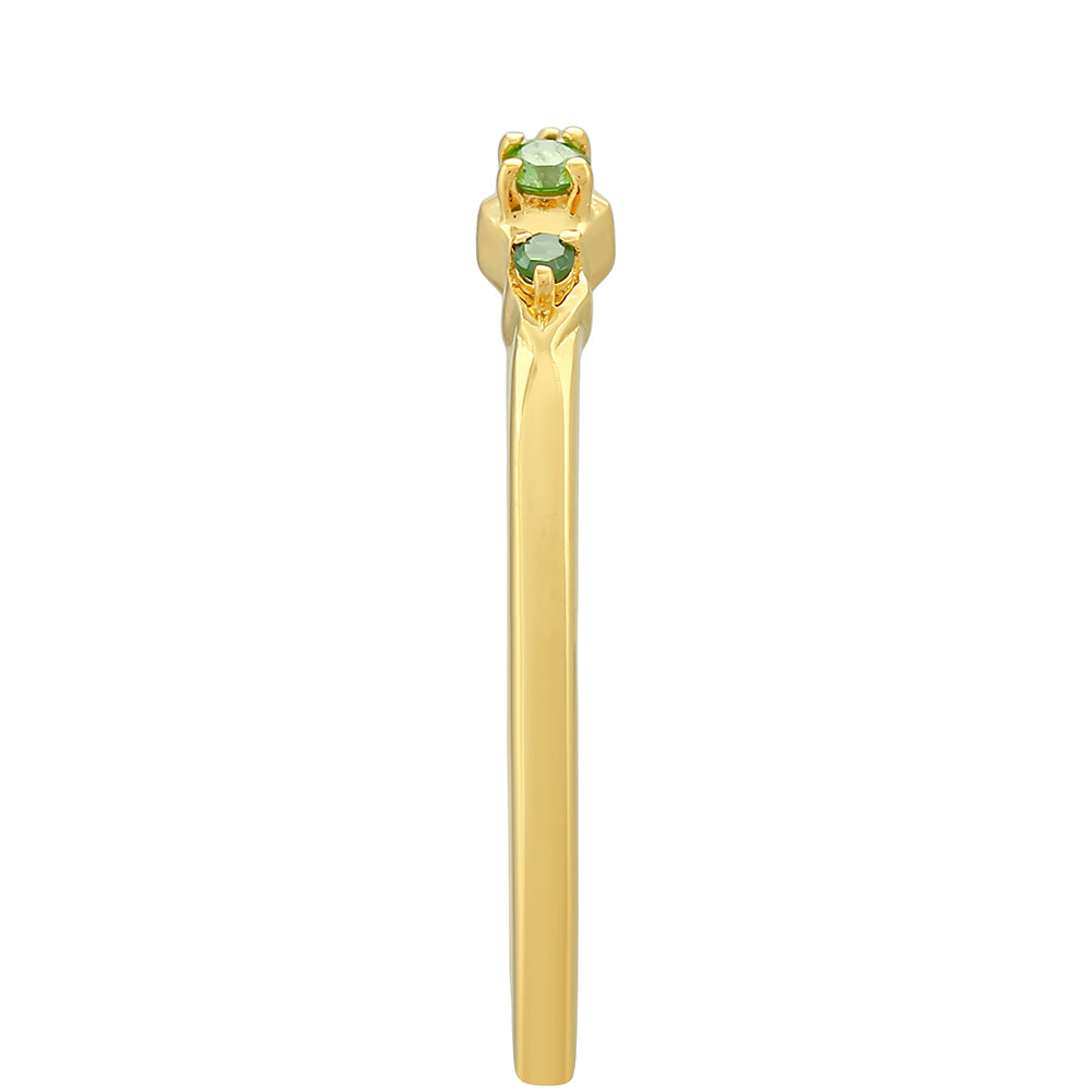 Anillo de Plata Bañada en Oro con Diamante Verde 3 