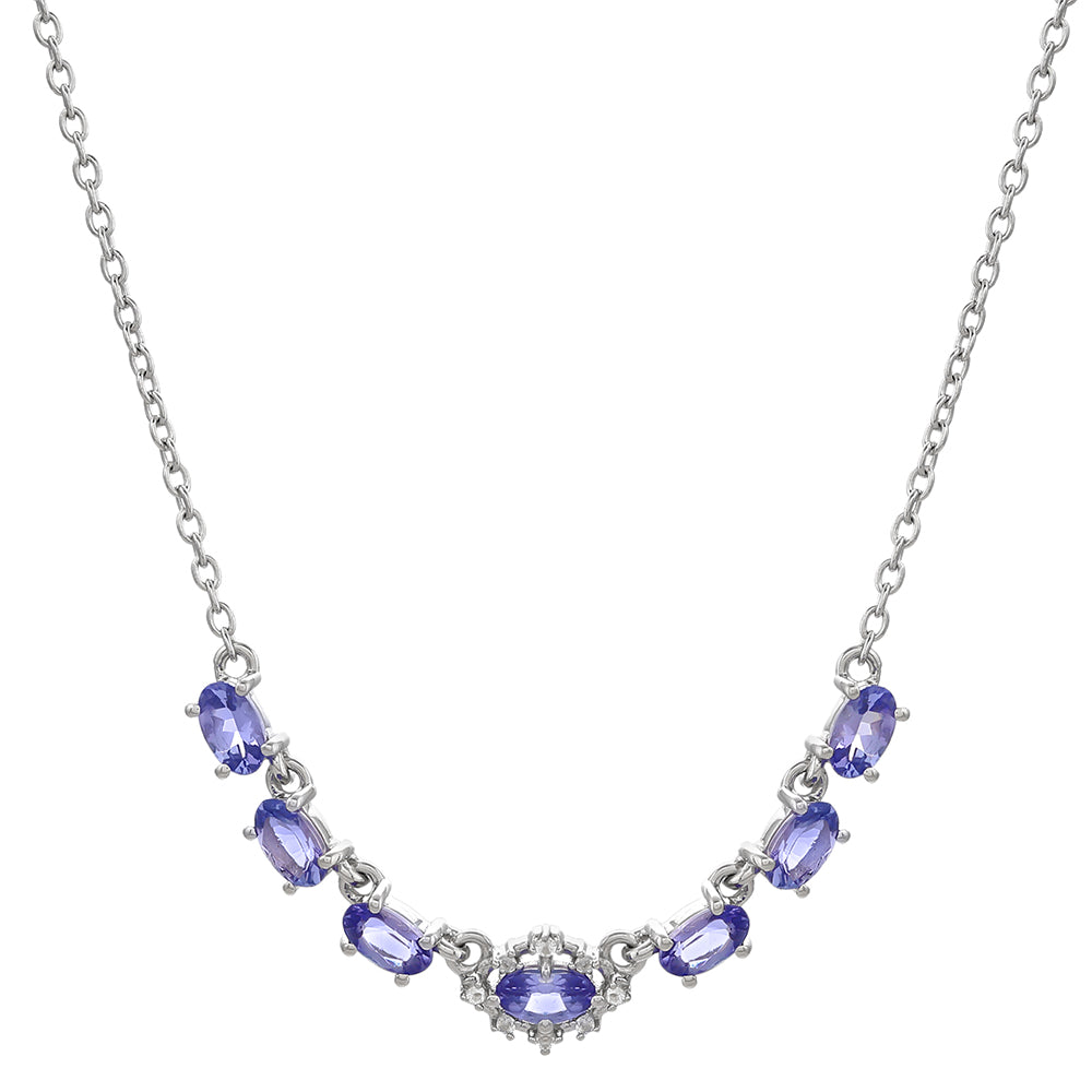 Collar de Plata con Tanzanita AAA y Topacio Blanco 1 