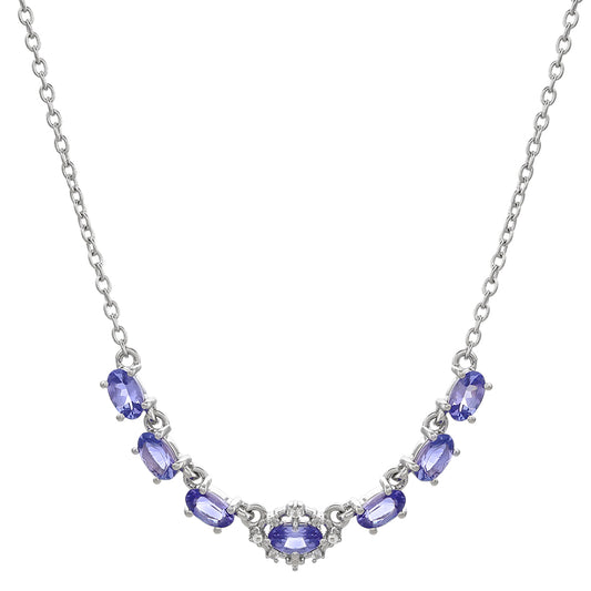 Collar de Plata con Tanzanita AAA y Topacio Blanco
