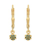 Pendientes de Plata Bañada en Oro con Diamante Verde