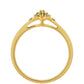 Anillo de Plata Bañada en Oro con Diamante Verde