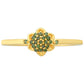 Anillo de Plata Bañada en Oro con Diamante Verde