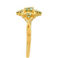 Anillo de Plata Bañada en Oro con Diamante Verde