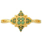Anillo de Plata Bañada en Oro con Diamante Verde
