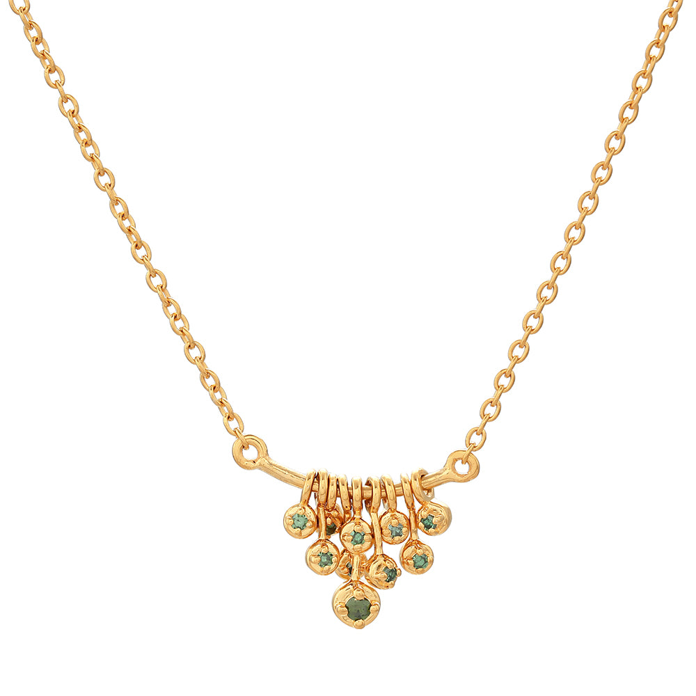 Collar de Plata Bañada en Oro con Diamante Verde 1 