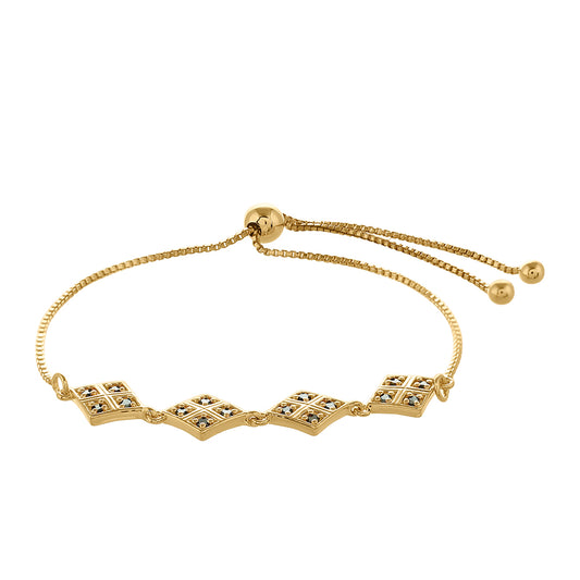 Pulsera de Plata Bañada en Oro con Diamante Verde