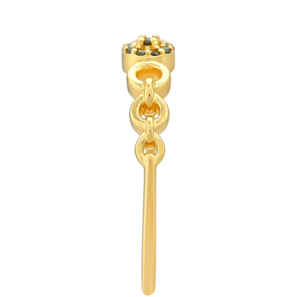 Anillo de Plata Bañada en Oro con Diamante Verde 3 
