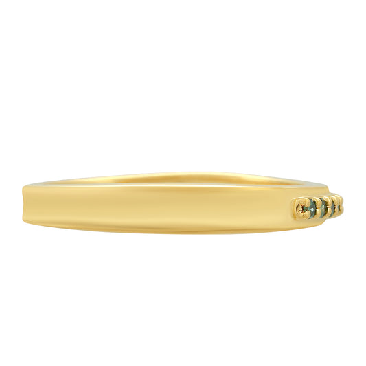 Anillo de Plata Bañada en Oro con Diamante Verde