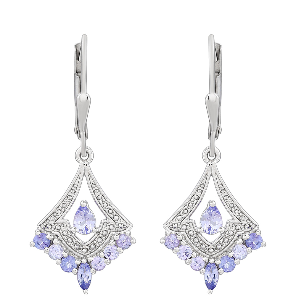 Pendientes de Plata con Tanzanita AAA 1 