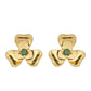 Pendientes de Plata Bañada en Oro con Diamante Verde