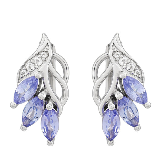 Pendientes de Plata con Tanzanita AAA y Topacio Blanco