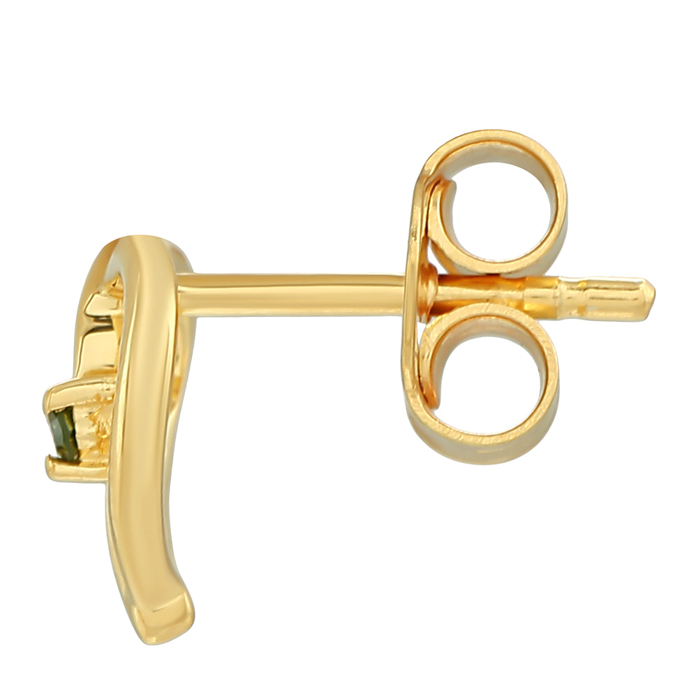 Pendientes de Plata Bañada en Oro con Diamante Verde 2 