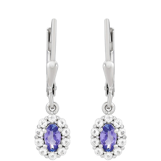 Pendientes de Plata con Tanzanita AAA y Topacio Blanco