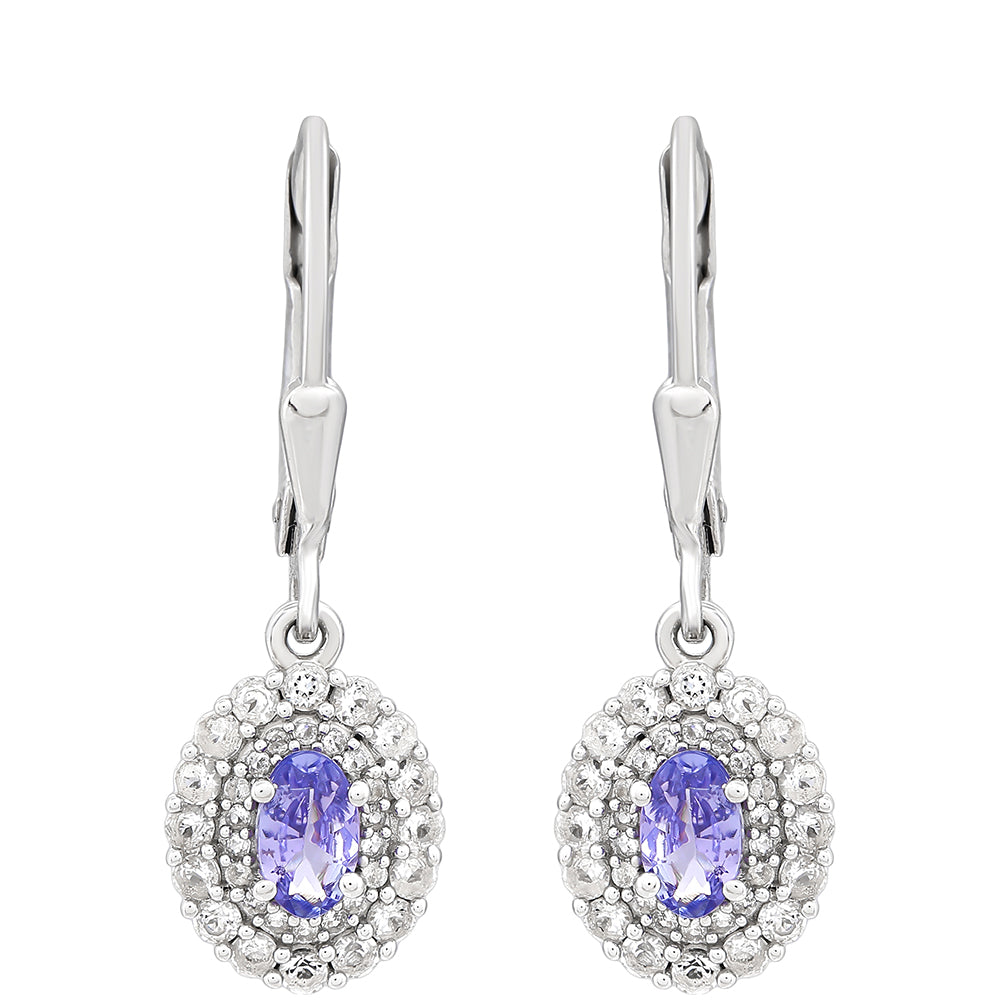 Pendientes de Plata con Tanzanita AAA y Topacio Blanco