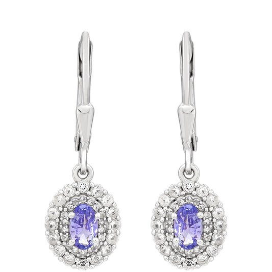 Pendientes de Plata con Tanzanita AAA y Topacio Blanco
