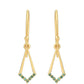 Pendientes de Plata Bañada en Oro con Diamante Verde
