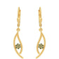 Pendientes de Plata Bañada en Oro con Diamante Verde