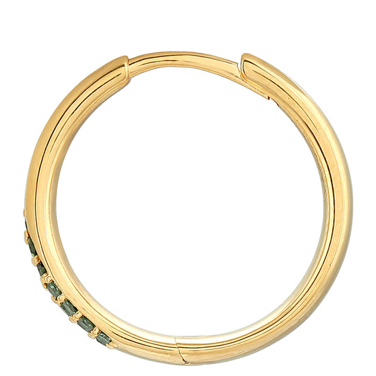 Pendientes de Plata Bañada en Oro con Diamante Verde