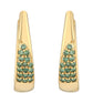 Pendientes de Plata Bañada en Oro con Diamante Verde