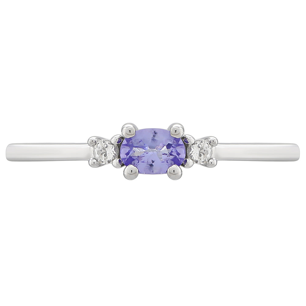 Anillo de Plata con Tanzanita AAA y Topacio Blanco 1 