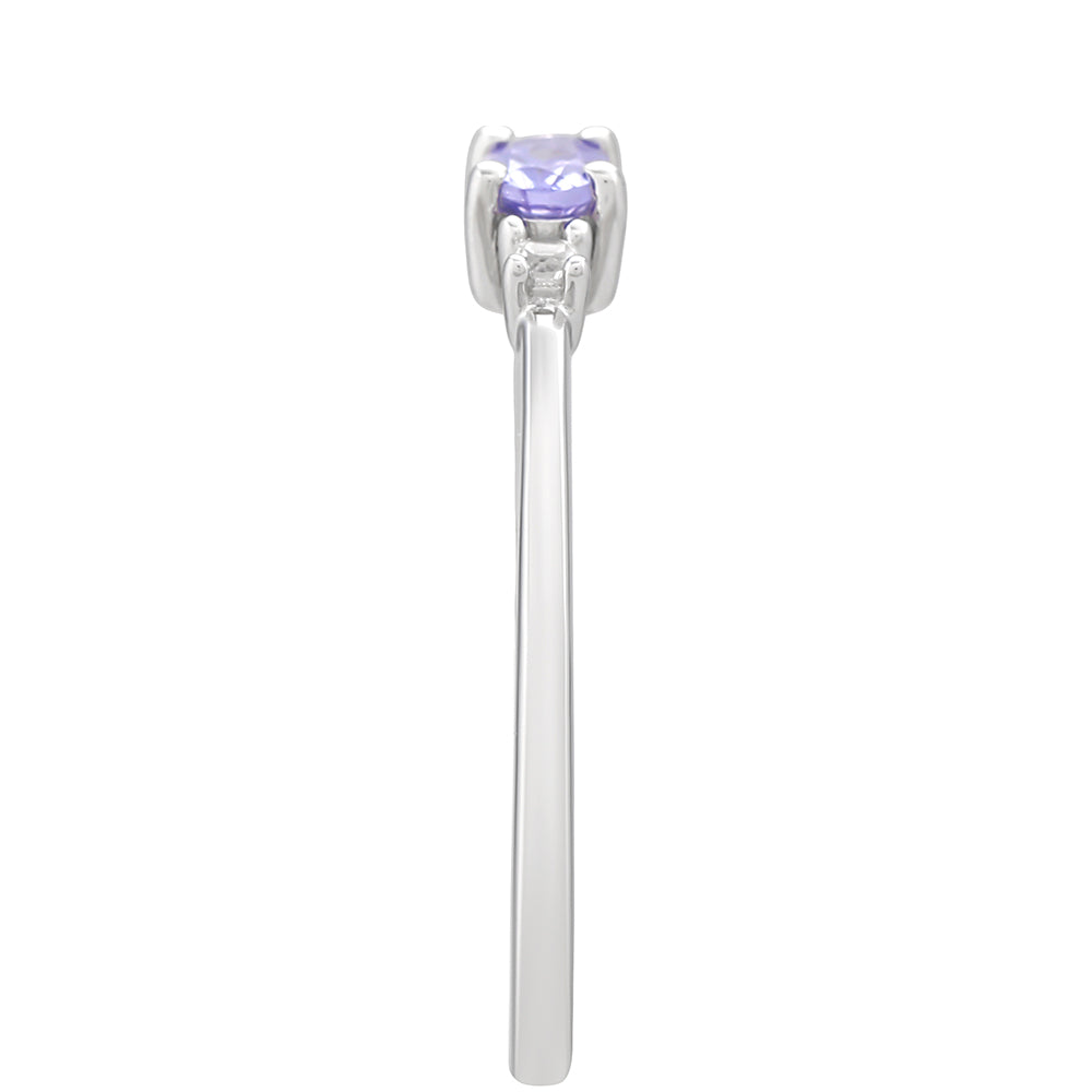 Anillo de Plata con Tanzanita AAA y Topacio Blanco 3 