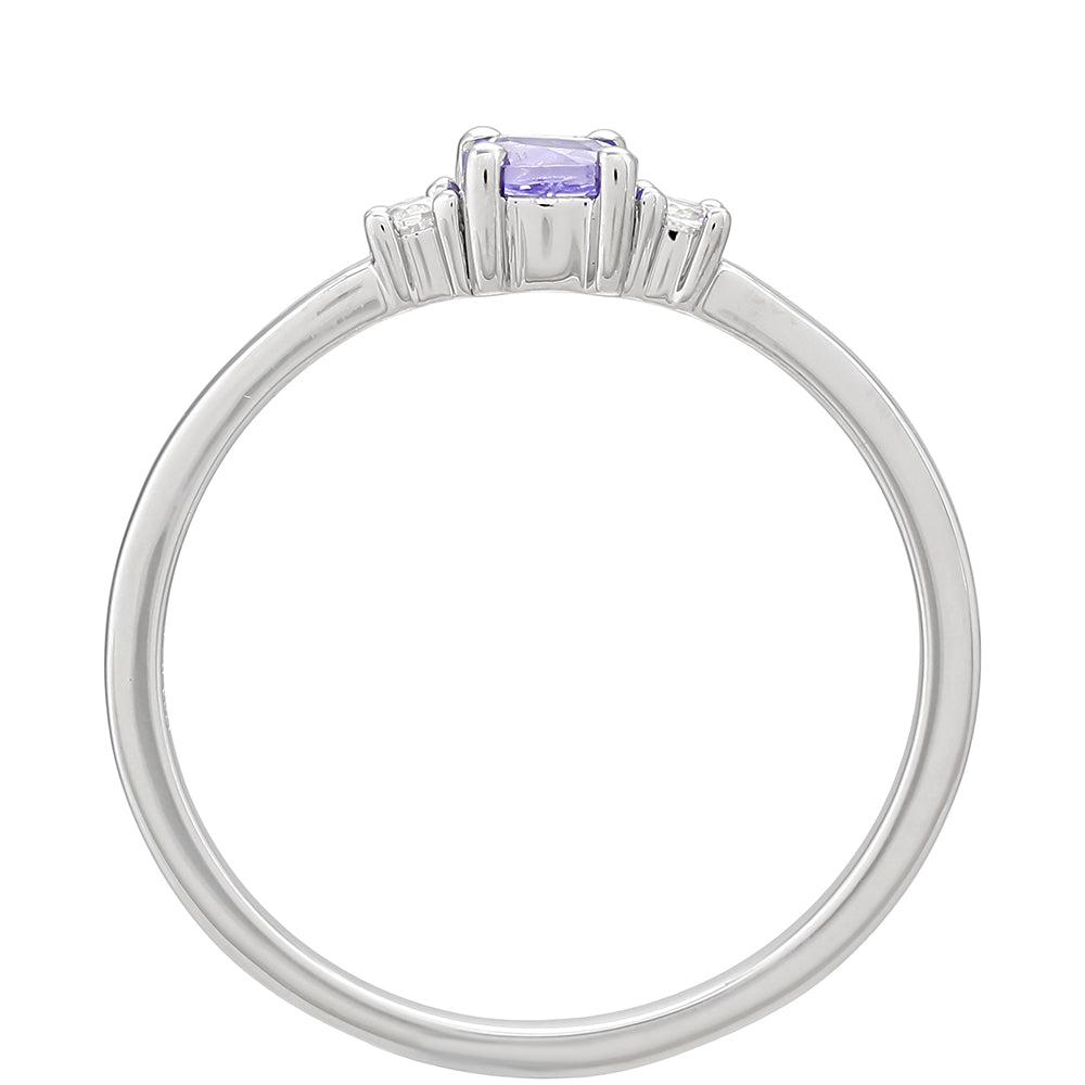Anillo de Plata con Tanzanita AAA y Topacio Blanco 4 