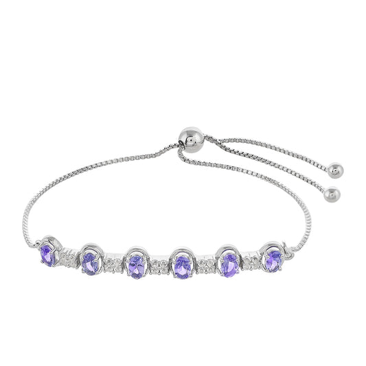 Pulsera de Plata con Tanzanita AAA y Topacio Blanco