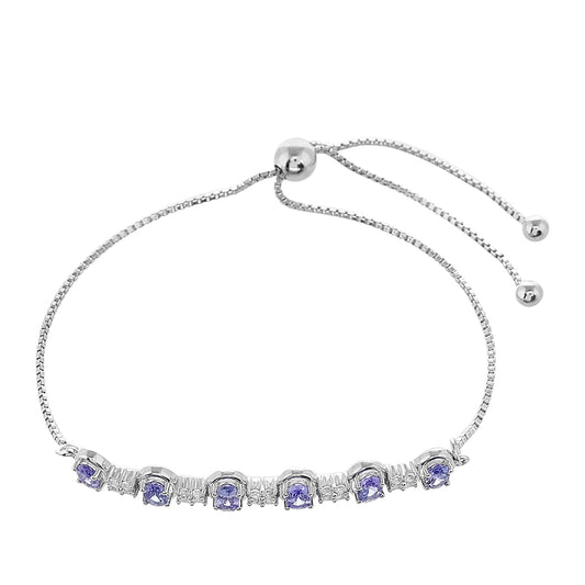 Pulsera de Plata con Tanzanita AAA y Topacio Blanco