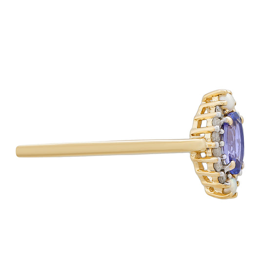 Anillo de Oro 9K con Tanzanita y Diamante blanco
