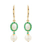 Pendientes de Oro 9K con Esmeralda de Brasil y Perla blanca de agua dulce