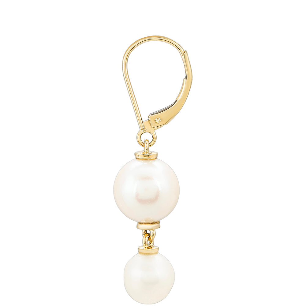 Pendientes de Oro 9K con Perla blanca de agua dulce 2 