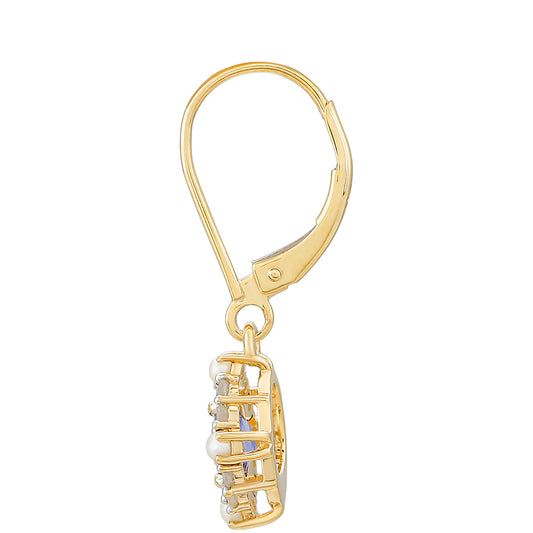 Pendientes de Oro 9K con Tanzanita y Diamante blanco
