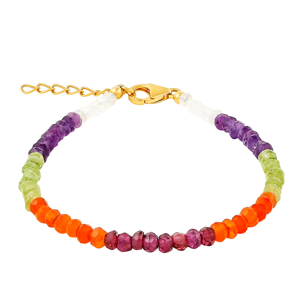 Pulsera de Plata Bañada en Oro con Priedra Preciosa Caleidoscopio